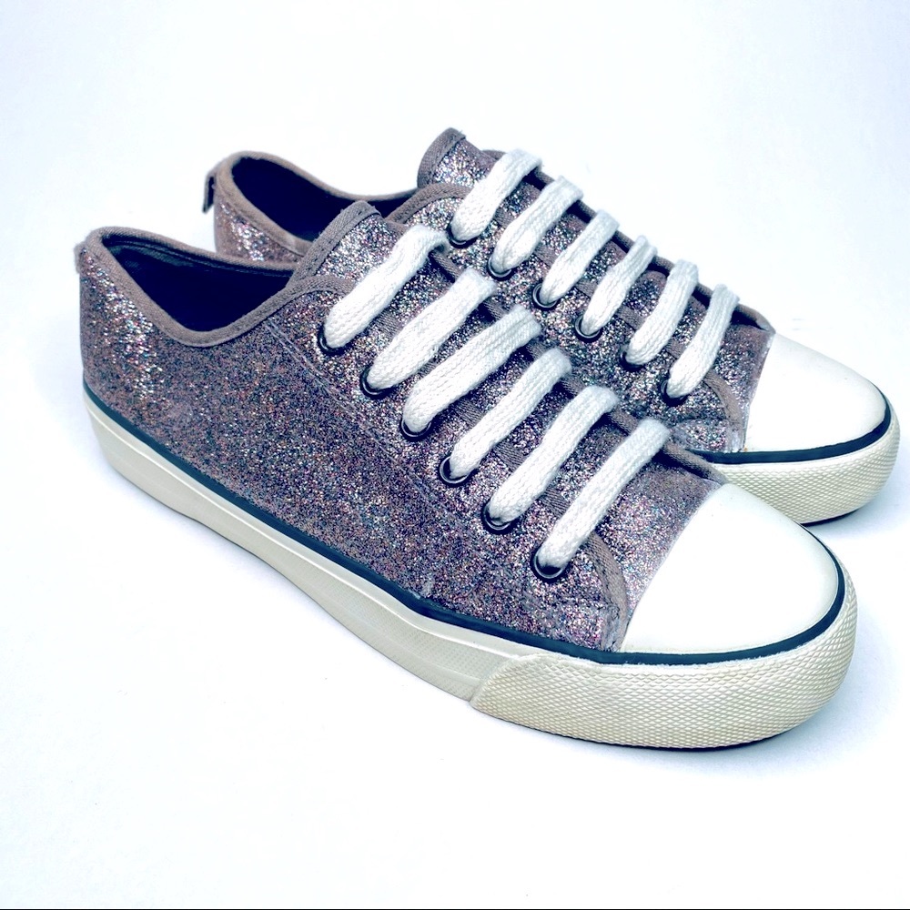 American Eagle Outfitters girls Glitterati rainbow sparkle Chuck laces shoes 4